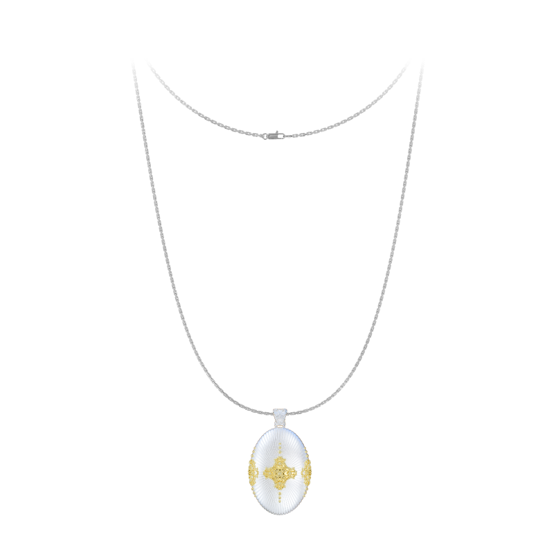 Cross Magnolia bouquet necklace
