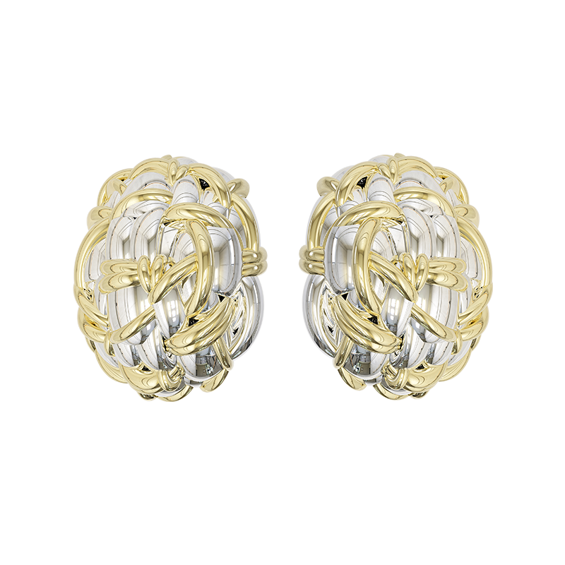 Tweeds oval stud earrings