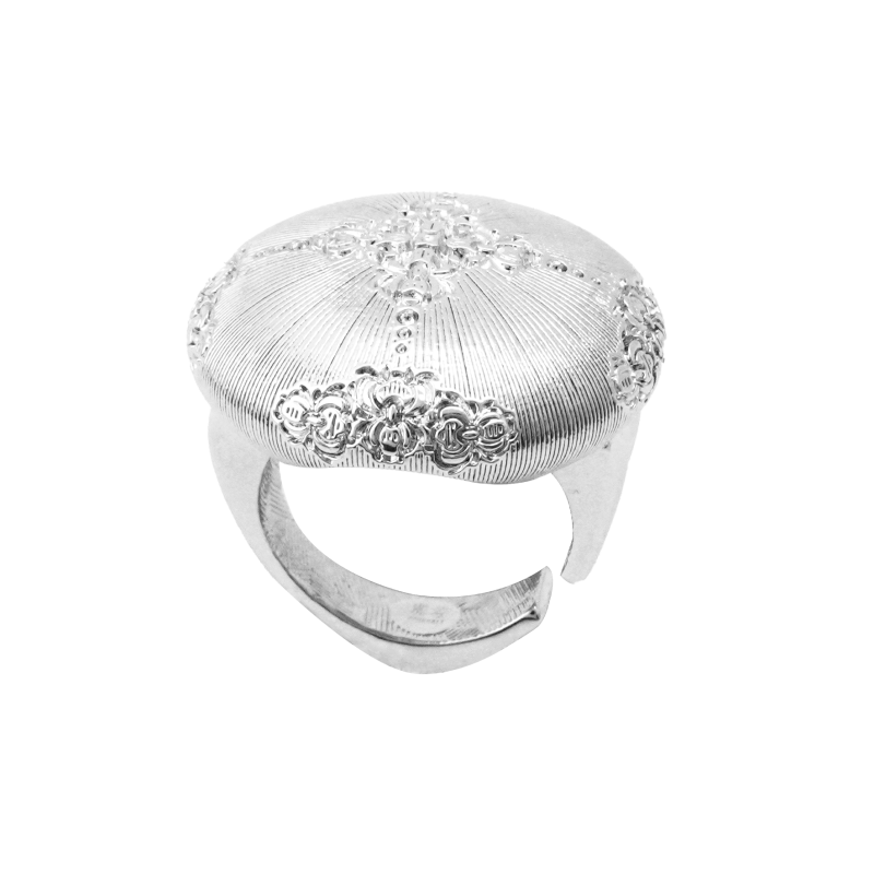 Cross Magnolia chisel open ring